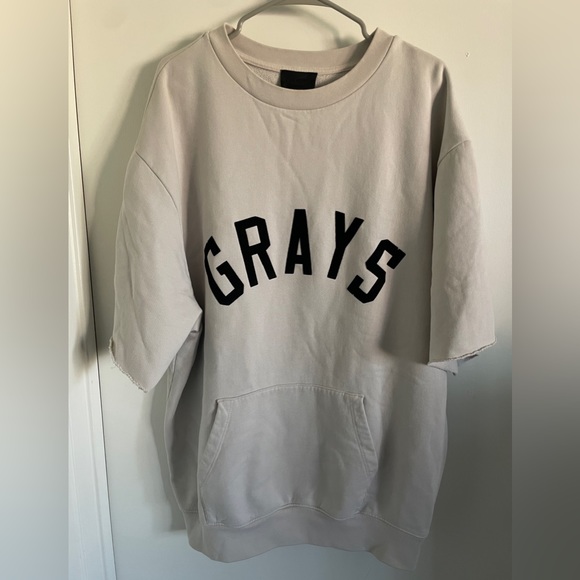 Fear of god M GRAYS 3/4 sleeve sweatshirt bone Jerry gym concrete white kangaroo - Picture 1 of 8
